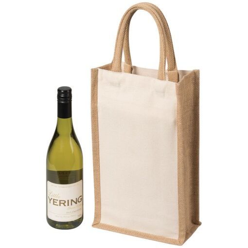 Personalise Two Bottle Canvas Wine Carrier with Logo | Eco Gifts