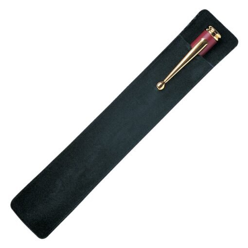 Elegant pen in velvet case on white background
