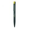 Branded black pen with yellow tip and clip