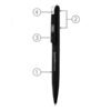 Labelled Audi branded black pen with stylus tip