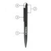 Labeled parts of a black Chivas branded pen.