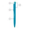 Labelled diagram of a blue stylus pen