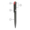 Labelled diagram of a modern retractable ballpoint pen