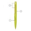 Yellow pen with labelled parts and clip