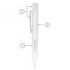 Labelled white ballpoint pen with clip and branding