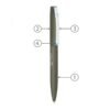Labeled diagram of green Lamy pen with numbered parts