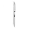 Silver ballpoint pen with clip and logo