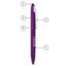 Purple Yahoo-branded pen with labelled parts