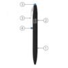 Labelled diagram of a black professional tweezers