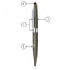 Labeled parts of a multifunctional green pen