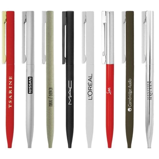 Assorted branded pens in various colours