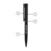 Black Lexus branded pen with labeled parts