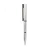 Silver metallic retractable ballpoint pen with clip