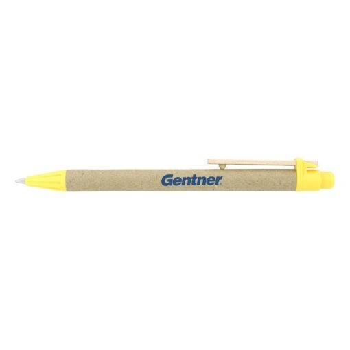 Yellow and beige Gentner branded retractable pen