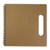 Brown spiral notebook with cut-out handle
