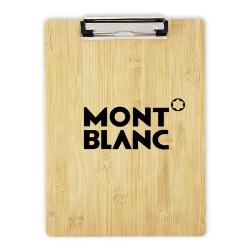 Mont Blanc logo on bamboo clipboard