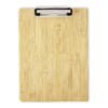 Bamboo clipboard with metal clip on white background