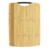 Vertical bamboo cutting board with black handle