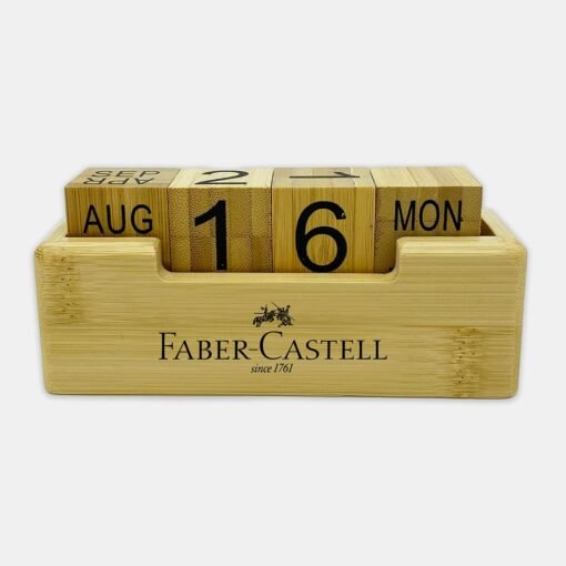 Faber-Castell wooden perpetual calendar showing August 16, Monday