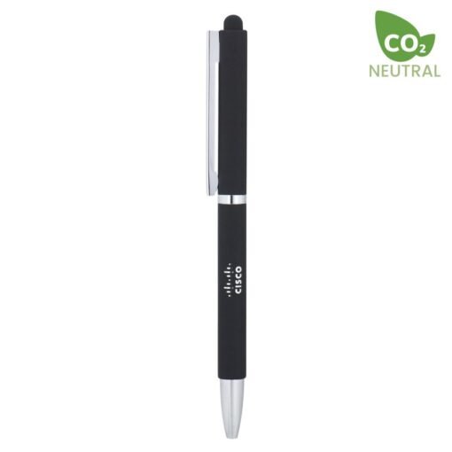 Black Cisco branded stylus pen with CO2 neutral label