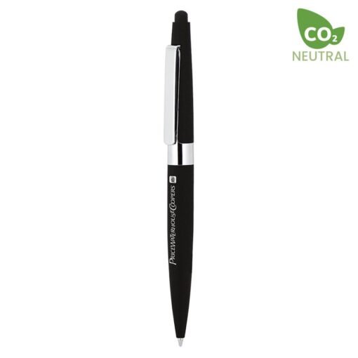 Black eco-friendly ballpoint pen, CO2 neutral label