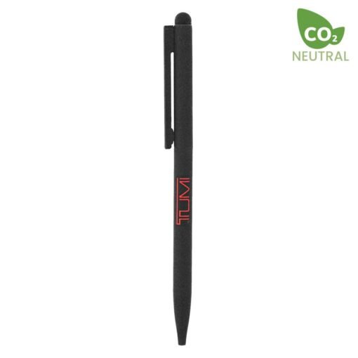 Black eco-friendly TUMI pen with CO2 neutral label