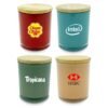 Branded storage jars with Chupa Chups, Intel, Tropicana, HSBC logos