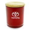 Red Toyota-branded container with wooden lid