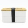 Customizable bamboo-lid bento box with strap